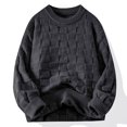thumbnail image 2 of YLSDY Men's Pullover Lazy Winter Relaxed Comfortable Solid Color Base Long Sleeve Knit Pajamas Crewneck 2025 Fall Pullover Black L, 2 of 5
