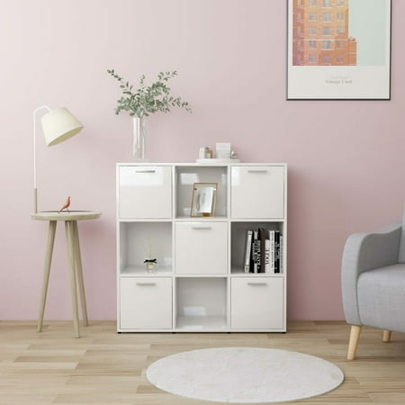 

Carevas Book Cabinet High Gloss White 35.4 x11.8 x35.4 Engineered Wood