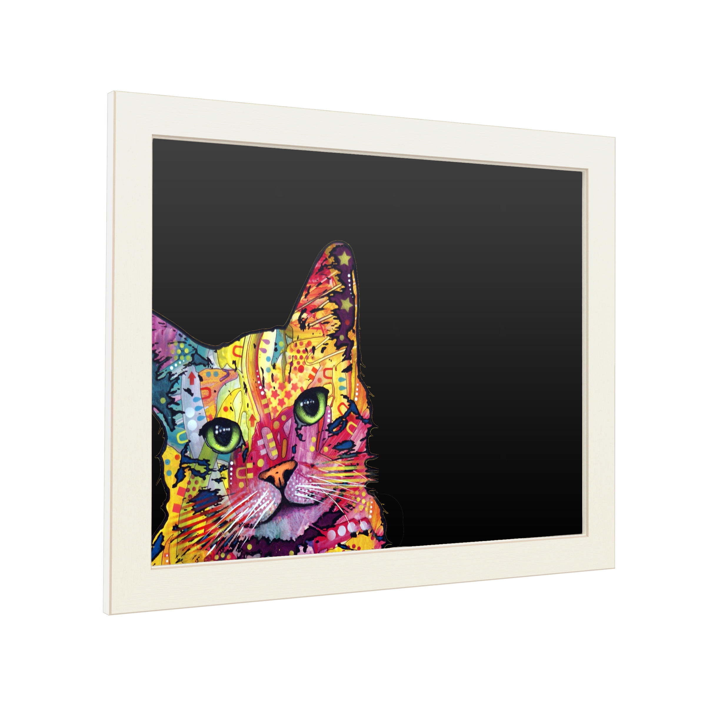 Functional Chalkboard with Printed Artwork - Dean Russo 'Tilt Cat' Chalk Board Wall Sign - Ready to Hang