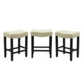 thumbnail image 3 of Costaelm Bulmon 24" Upholstered Black Counter Stools With Nail Head Trim (Set of 3), Beige, 3 of 3