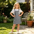 thumbnail image 2 of Bainana Kids Girls Sleeveless Striped Printed Overalls Dress With Pocket Casual Breathable Child Suspender Dress For Beach Vacation Size 4-5 Years Black, 2 of 7