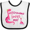 thumbnail image 3 of Inktastic My Grandma Loves Me Girls Dinosaur Girls Baby Bib, 3 of 4