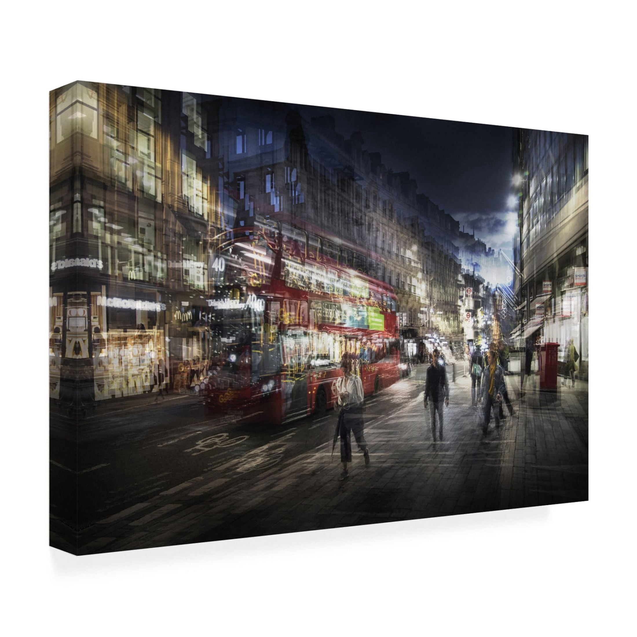 Canvas Wall Art - Nicodemo Quaglia 'On The Streets Of London' Wall Art for Living Room, Bedroom, or Office D?cor by Trademark Fine Art - 47 x 30 Inches