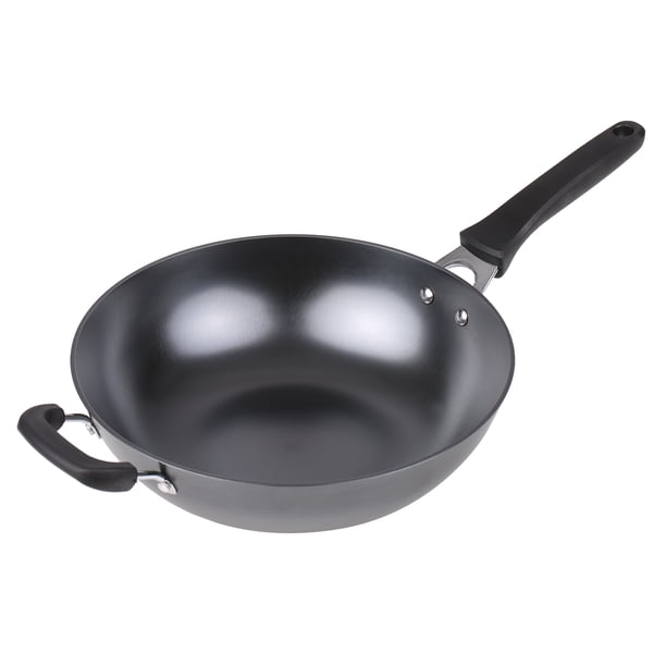 Walmeck 13 Inch Cast Iron Wok Fry Pan Non Stick Stir Fry Pan With Flat Bottom Suitable For Induction Cooker Halogen Oven And Infrared Gas Walmart Com Walmart Com