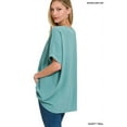 thumbnail image 3 of Zenana Plus Size V Neck Woven Airflow Dolman Short Sleeve Hi-Low Blouse Top, 3 of 4