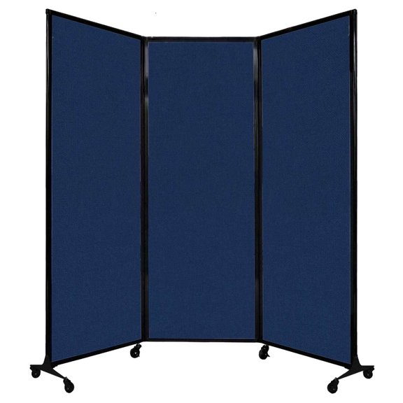 Versare&nbsp;QuickWall&nbsp;Folding Portable Partition&nbsp;Black Frame | 3 Panels | 8'4" x 7'4" Navy Blue Fabric