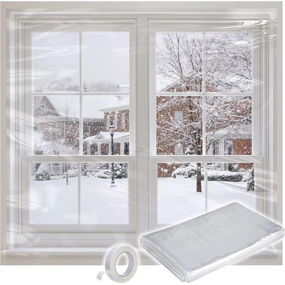 Heavy Duty Window Insulation Kit 63inX47in to Keep Cold Out in Winter ,Reusable Transparent Window Film ，Easy to Open for Ventilation with Adjustable 6-meter double-sided tape (120*160cm)