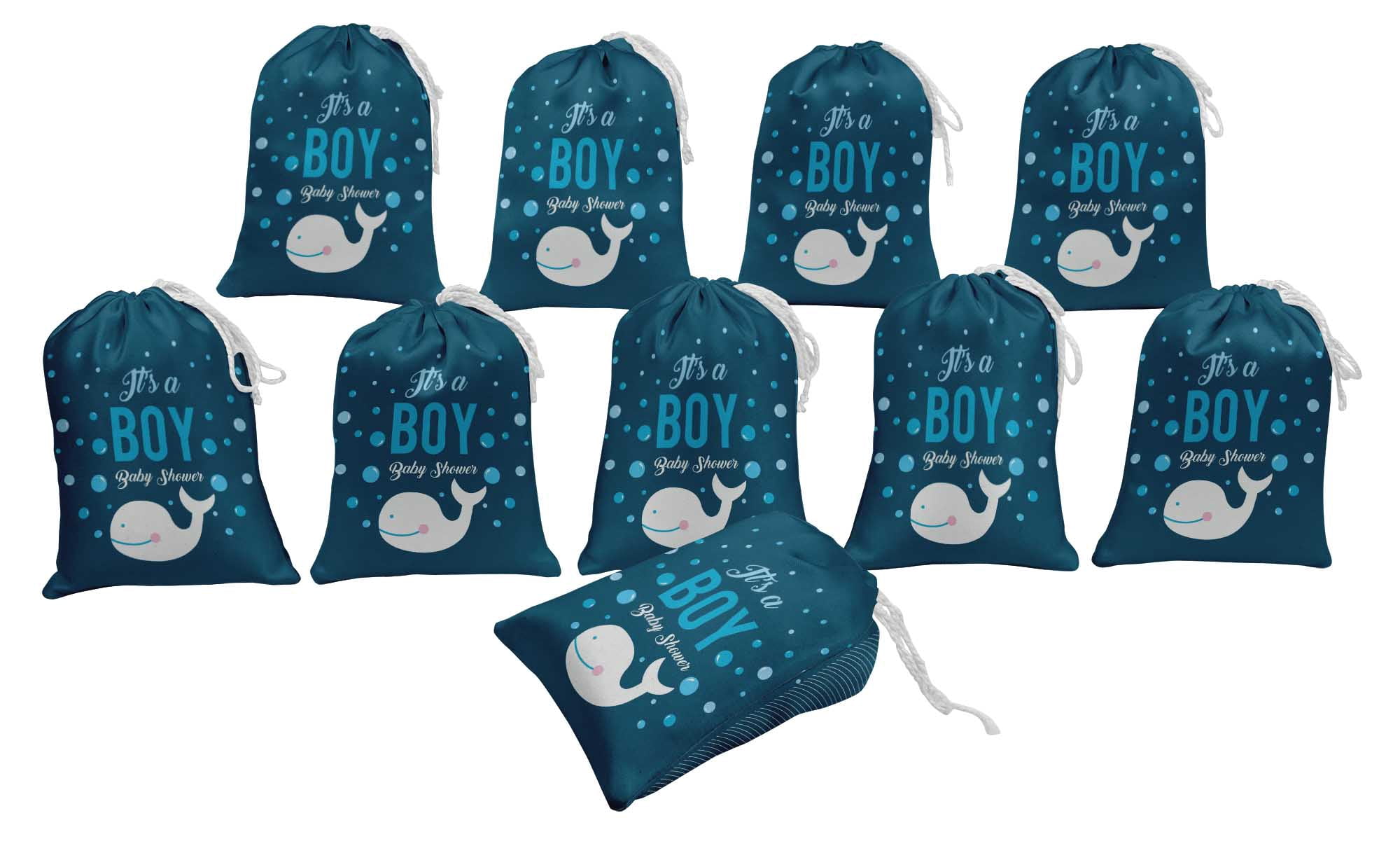 Darling Souvenir Blue Dolphin & It'S A Boy Baby Shower Party Supplies Favor Bags&nbsp;Drawstring Pouches&nbsp;15 Pieces