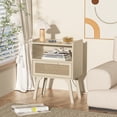 thumbnail image 6 of LELELINKY Nightstand with Charging Station Set of 2, Farmhouse Bedside Tables Night Stands with Drawer, Boho Side Tables for Bedroom, Living Room, Grey White, 6 of 9