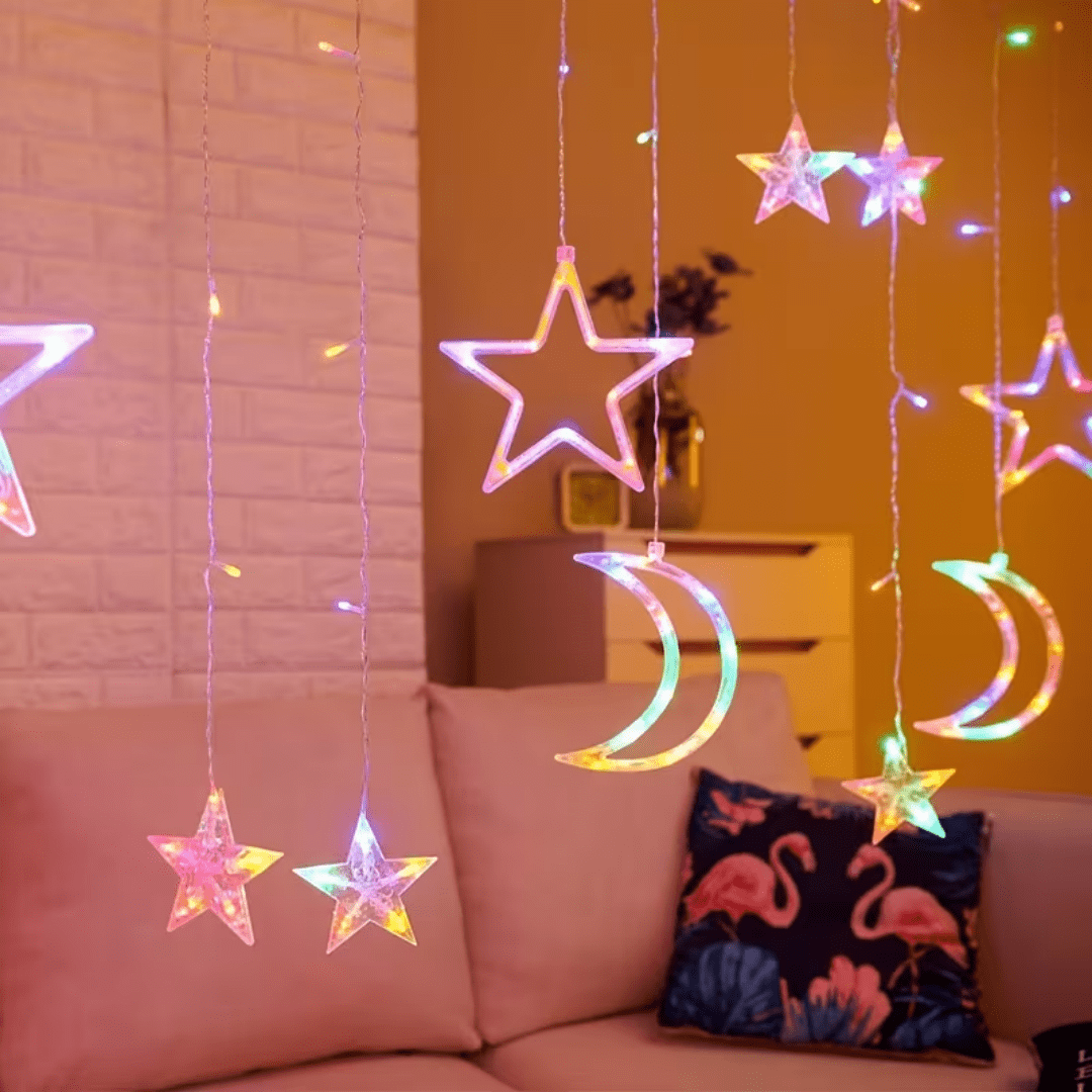 11.5 Foot Decorative Starry Sky String Screen Light, Moon And Star Led Night Light Suitable For Home Decoration Parties, Usb Power Supply, Multi Colored