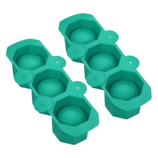 Unique Bargains Silicone Shot Glass Ice Mold, 3 Hole Octagon Ice Cube Tray for Freezer or Home Use, Holds 1oz Each, Dark Green