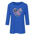 thumbnail image 6 of Charella Women's Floral Printed Tops Flower Graphic Tee Casual Crew Neck 3/4 Sleeve Shirts Loose Fit Clothes (3XL, Blue 3), 6 of 6