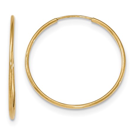 earrings 10k endless hoop polished tube yellow gold walmart