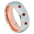 thumbnail image 1 of 2-Tone Polished Dome Tungsten Ring - 0.21ctw Garnet 3-stone Band - Personalized Tungsten Wedding Ring - Custom Made January Birthstone Ring TN740BS, 1 of 1