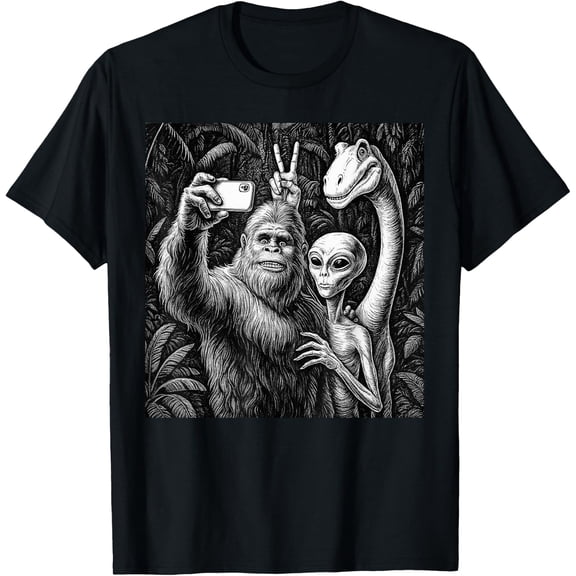 Funny Bigfoot Sasquatch Selfie Alien Loch Ness Unisex T-Shirt