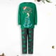 thumbnail image 4 of Traje de diario casual con patrón de árbol de Navidad de cuello redondo familiar Traje de pantalón largo verde FLhrweasw Para estrenar, 4 of 7