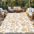 thumbnail image 2 of Orange Flower Outdoor Rug 5x8 Ft - Reversible Patio Rug Outdoor Camping Rugs, Vintage Farmhouse Boho Leaf Spring Plant Washable Indoor Outdoor Area Rugs, Non-Slip Outdoor Carpet Runner for Deck/Porch, 2 of 8