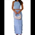 thumbnail image 1 of Conjunto de 2 Piezas de Falda Larga Y2K para Mujer, con Top Corto de Encaje Sin Espalda y Falda Larga, Vestido de Playa. Azul L, 1 of 10