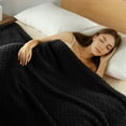 thumbnail image 4 of Exclusivo Mezcla Queen Size Flannel Fleece Blanket, Super Soft Jacquard Bed Blanket, Lightweight Fuzzy Warm for All Seasons, 90x90 Inches, Black, 4 of 8