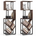 thumbnail image 1 of Gymax 2PCS 6-Tier Bookshelf Industrial S-Shaped Geometric Bookcase w/ Display Shelves, 1 of 10