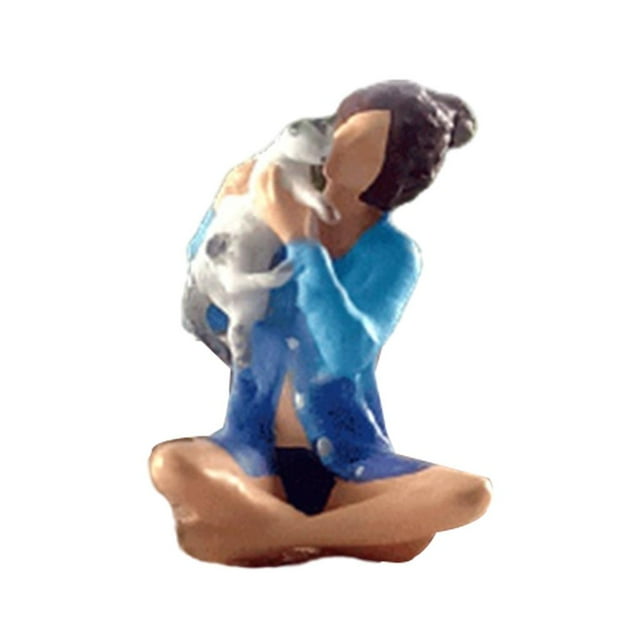 TISHITA 1:64 Scale Resin Mini People Figures Woman Doll Miniature Scene Model Railway Landscape DIY Building Kits Layout Blue