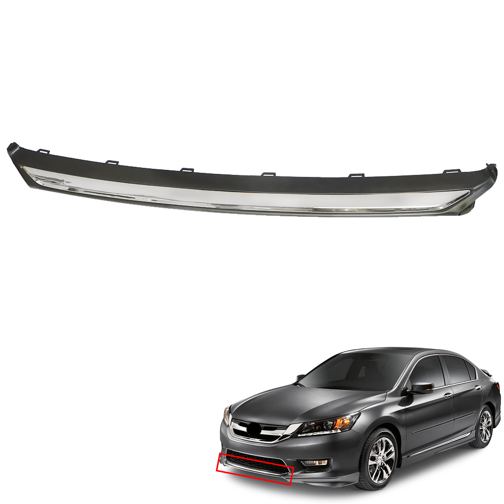 New Front Bumper Upper Lower Grille & Chrome Molding Fits 2013-2015 Honda Accord