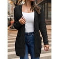 thumbnail image 3 of Mengpipi Women's Cardigan Sweater Loose Long Sleeve Open Front Knit Coat with Pockets, Black-M(8-10), 3 of 7