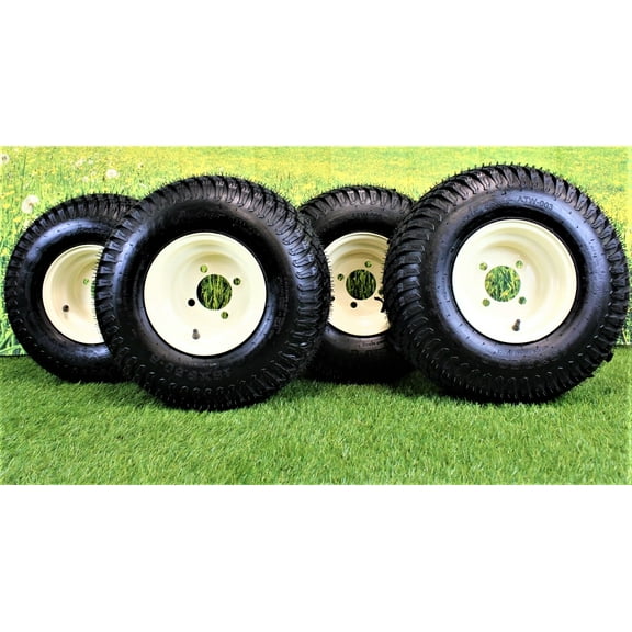 Antego Tire and Wheel 8" TAN/BEIGE STEEL GOLF CART WHEELS AND 18X8.50-8" 4 PLY TURF TIRES ATW-003 (SET OF 4)