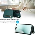 thumbnail image 3 of for iPhone 16 Plus Case Wallet for Women, Removable Adjustable Shoulder Strap Flip PU Leather Slim Back Zipper Purse Case with Card Slot Holder Stand RFID Blocking Magnetic Buttons, Green, 3 of 8