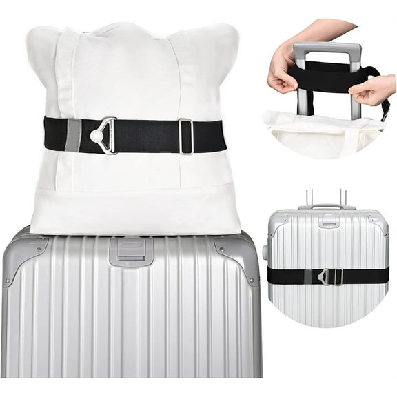 NOGIS Luggage Straps Adjustable Travel Belt for Luggage Add a Bag Over Handle, Onmust Elastic Bungees Luggage Strap with Alloy Buckle for Carry On Bag, Hands-Free Airport Travel Accessories