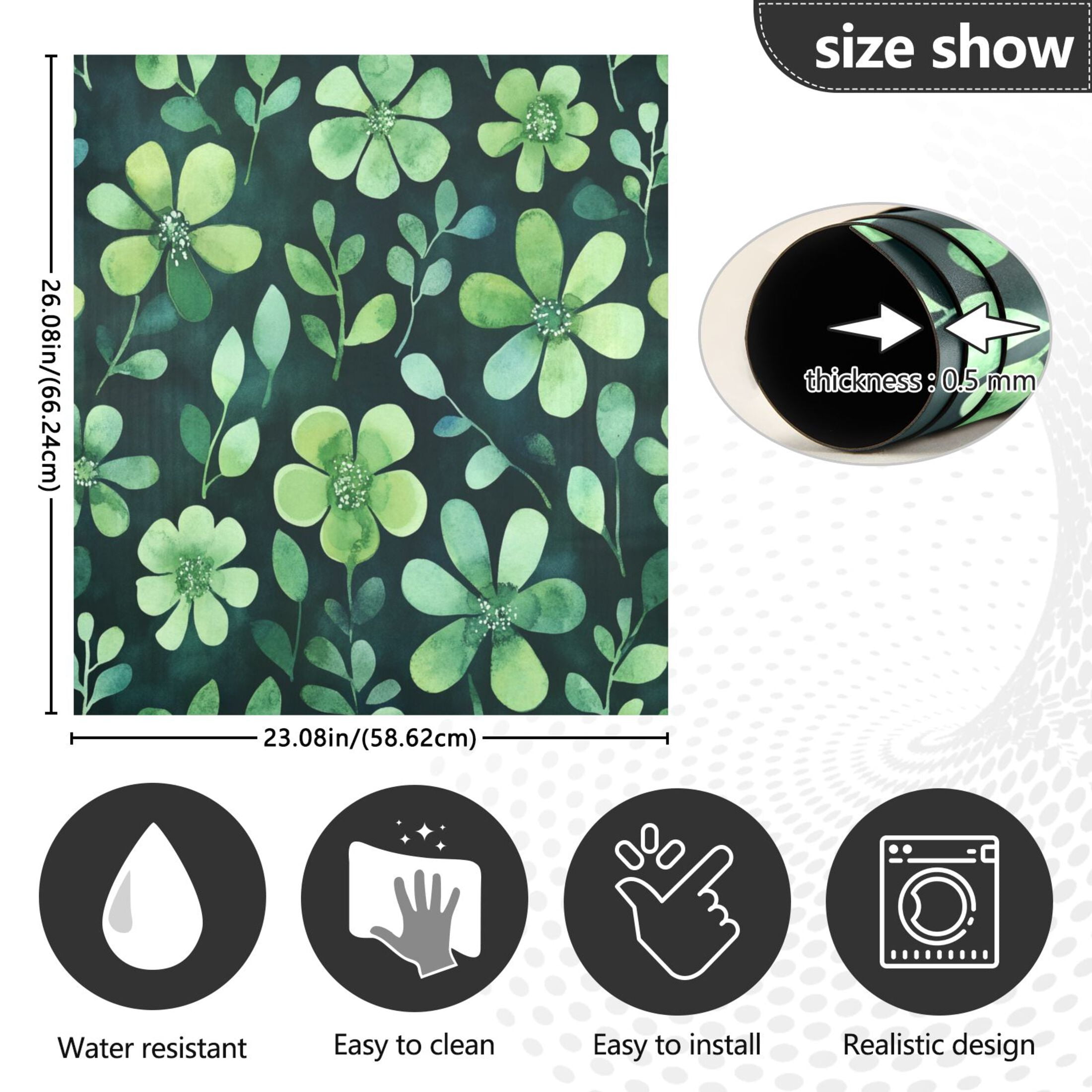 Dishwasher Magnetic Sticker 23x26 Inch Refrigerator Magnetic Sticker Washing Machine Magnetic Sticker Kitchen Panel Magnetic Sticker Home Decor Cartoon Green Flowers
