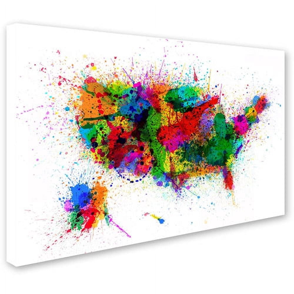 Trademark Fine Art "US Paint Splashes" Canvas Art by Michael Tompsett