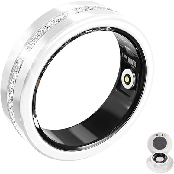 Wrongduck Diamond Fashion Mart Ring for Women, Waterproof Activity Tracker Ring with Sleep Tracking, Remote Photography, 128 Sport Modes, iOS & Android
