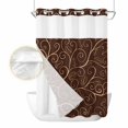 thumbnail image 2 of Brown Plants No Hook Shower Curtain Waterproof, Bathroom Curtains with Snap in Liners and See Through Top Window, Farmhouse Rustic Farm Leaves Branches Hotel Style Bathtub Curtains Shower 72"Wx84"L, 2 of 8
