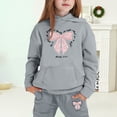thumbnail image 2 of Tween Girls Outfits Sets Winter Hoodie Joggers Comfy Casual Kids Print Cute Girls Fall Clothes Grey Size 12-13T, 2 of 4