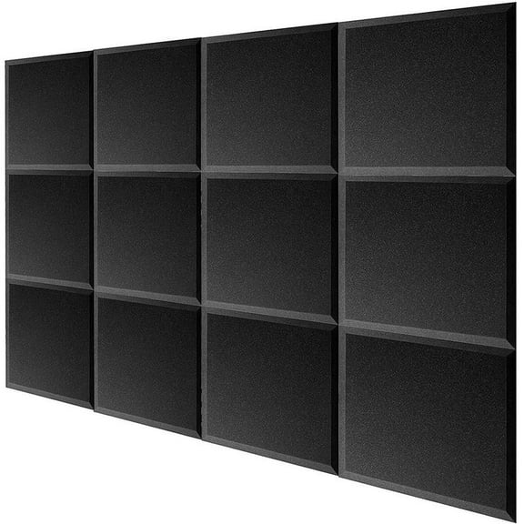 12 Pack Acoustic Studio Soundproofing Foam Bevel Tiles 12" X 12" X 1"