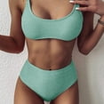 thumbnail image 6 of Women 2 Piece Bikini Set Shiny Shimmer Solid Color Push Up Padded Swimsuit High Waisted Tummy Control Bathing Suit, 6 of 20