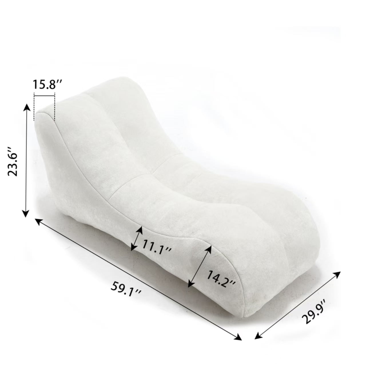 Aukfa Ergonomic Yoga Chaise Lounge Chair Extra Thick Foam Chair for Stretching, Mediitation in Home & Studio,White
