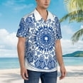 thumbnail image 3 of Sikiie Blue Watercolor Print Men's Hawaiian Shirt, Summer Beach Button Pocket Short Sleeve T-Shirt,XX-Large, 3 of 7