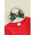 thumbnail image 6 of Elippeo Baby Girls 3 Piece Outfit 3M 6M 9M 12M Christmas Long Sleeves Romper and Print Suspender Skirt Cute Headband Fall Clothes, 6 of 10