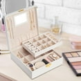 thumbnail image 4 of Caja de almacenamiento de joyas Yinane de PU con compartimentos grandes Blanco, 4 of 5
