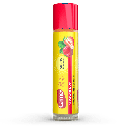 Carmex Daily Care Moisturizing Lip Balm Stick with SPF 15, Strawberry Lip Balm, 0.15 OZ