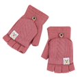 thumbnail image 2 of Bmisegm Winter Gloves Women Half Finger Ladies Winter Student Writing Warm Knitting Wool Fingerless Flip Convertible Mittens Watermelon Red, 2 of 7