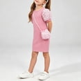 thumbnail image 2 of Fesfesfes Girls Short Puff Sleeve Ribbed Knit Dress with Matching Mini Crossbody Bag Round Neck A-Line Casual Summer Spring Outfit Ages 3-9 Years, 2 of 6