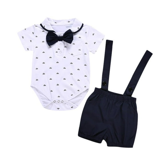 Futezty Toddler Boys Clothes Summer Outfit Sets, Baby Boys 2PCS Shorts Set Short Sleeve Patchwork Crew Tees Straps Short Pants 6M 12M 18M 24M 3T 4T Toddler Boys Summer Casual Outfit
