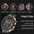 thumbnail image 6 of MEGIR Luxury Men Stainless Steel Watch Fashion Business Quartz Wristwatch Luminous Chronograph Clock, 6 of 8