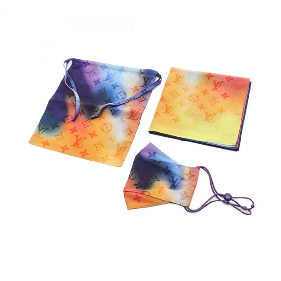 Pre-Owned Louis Vuitton Mask Pouch Bandana Monogram Tie-Dye Accessory Silk Cotton...