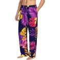 thumbnail image 2 of Balery Men'S Purple Flower Pants,Sleepwear Pants,Pajama Pants,Pj Bottoms Drawstring And Pockets-Small, 2 of 9