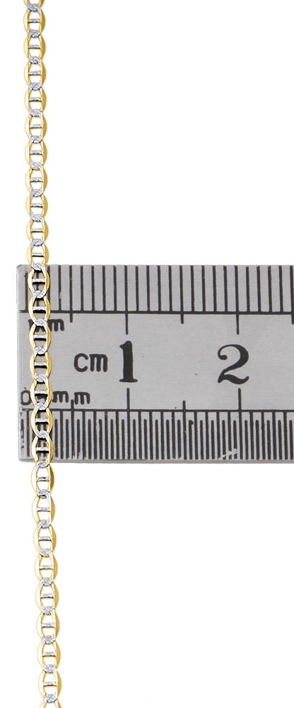 Real 10K Yellow Gold 2mm Diamond Cut Mariner Chain Necklace Men's or Women's, 16" - 26"