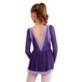 thumbnail image 4 of Zaldita Girls Long Sleeve Color Block Ballet Ice Skating Dress Sheer Mesh Ruffle Hem Dress Ballroom Purple 12, 4 of 7
